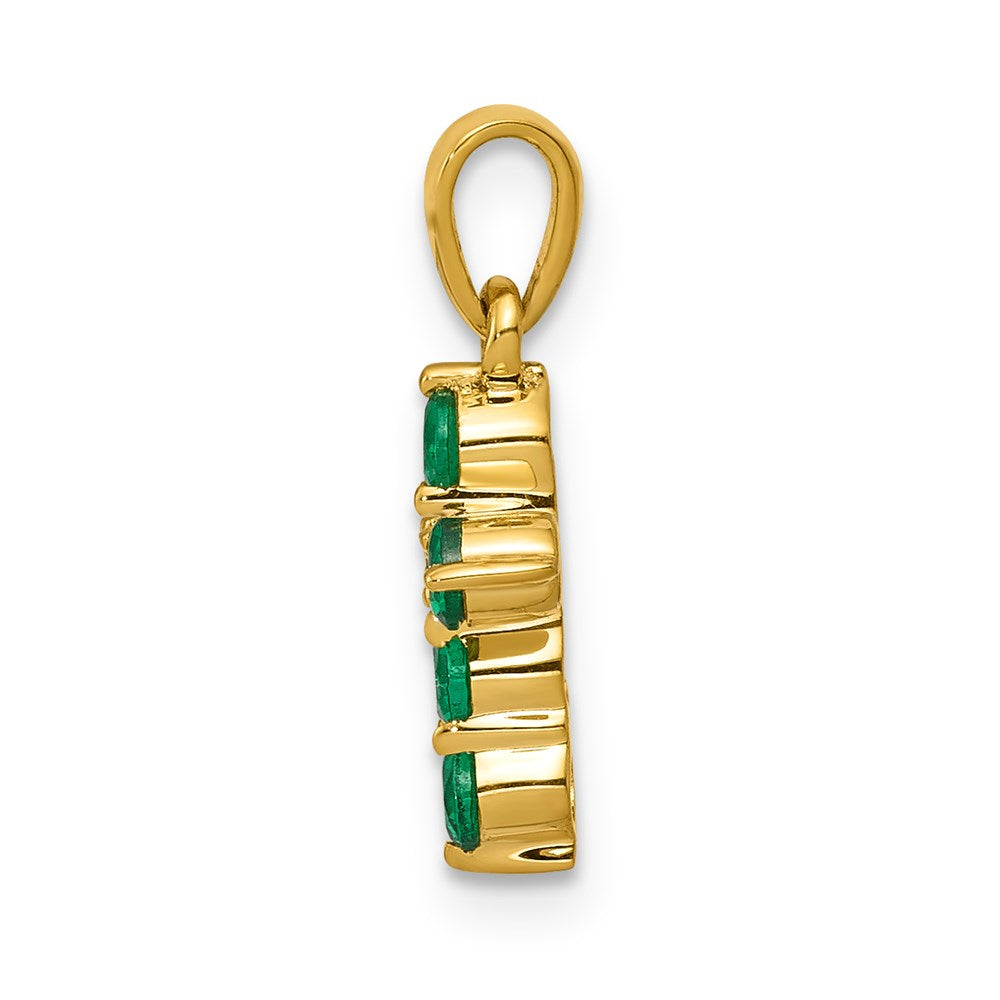 Million Charms 14K Yellow Gold Themed Yellow Gold Themed Emerald, Diamond Relgious Cross Pendant