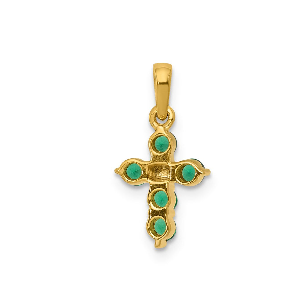 Million Charms 14K Yellow Gold Themed Yellow Gold Themed Emerald, Diamond Relgious Cross Pendant