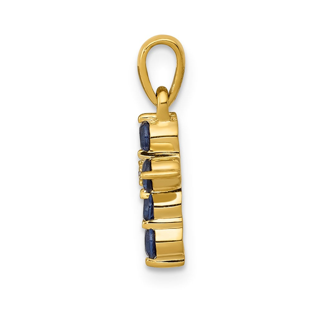 Million Charms 14K Yellow Gold Themed Sapphire, Diamond Relgious Cross Pendant