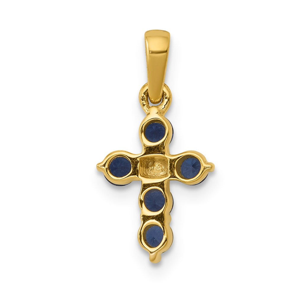 Million Charms 14K Yellow Gold Themed Sapphire, Diamond Relgious Cross Pendant
