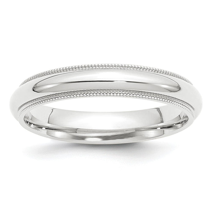 Platinum 4mm Comfort-Fit Milgrain Size 7 Wedding Band