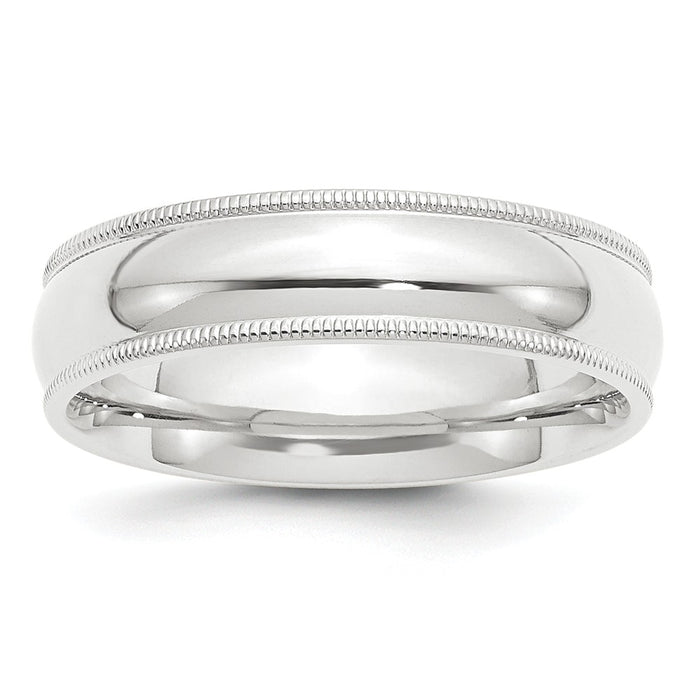 Platinum 6mm Comfort-Fit Milgrain Size 11.5 Wedding Band