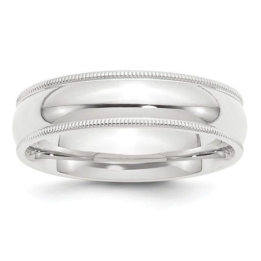 Platinum 6mm Comfort-Fit Milgrain Size 6 Wedding Band
