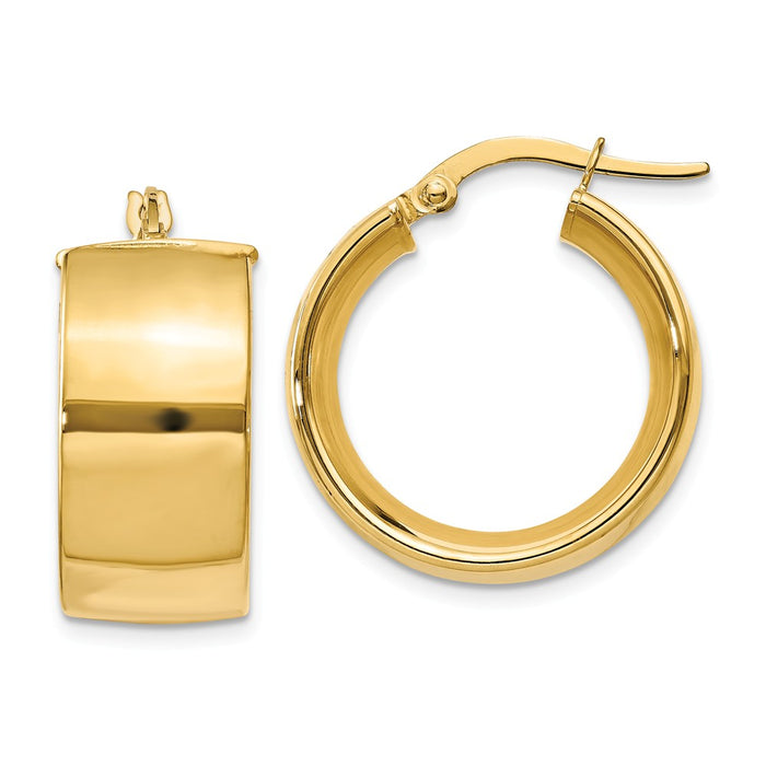 Million Charms 14k Yellow Gold 9.75mm Polished Round Hoop Earrings, 16mm x 9.75mm