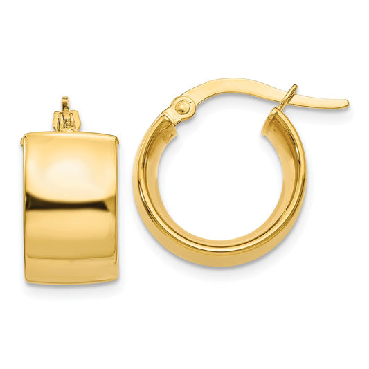 Million Charms 14k Yellow Gold 7.75mm Polished Small Round Hoop Earrings, 11mm x 7.75mm