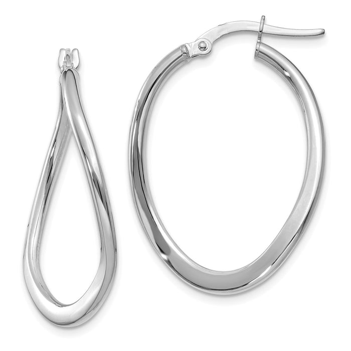 Million Charms 14k White Gold 2mm Tapered Twist Hoop Earrings, 19mm x 2mm