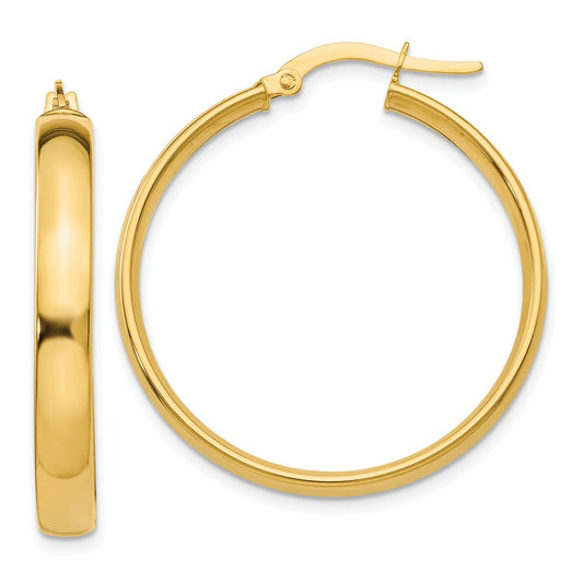 Million Charms 14k Yellow Gold 4x25mm Polished Hoop Earrings, 25mm x 4mm
