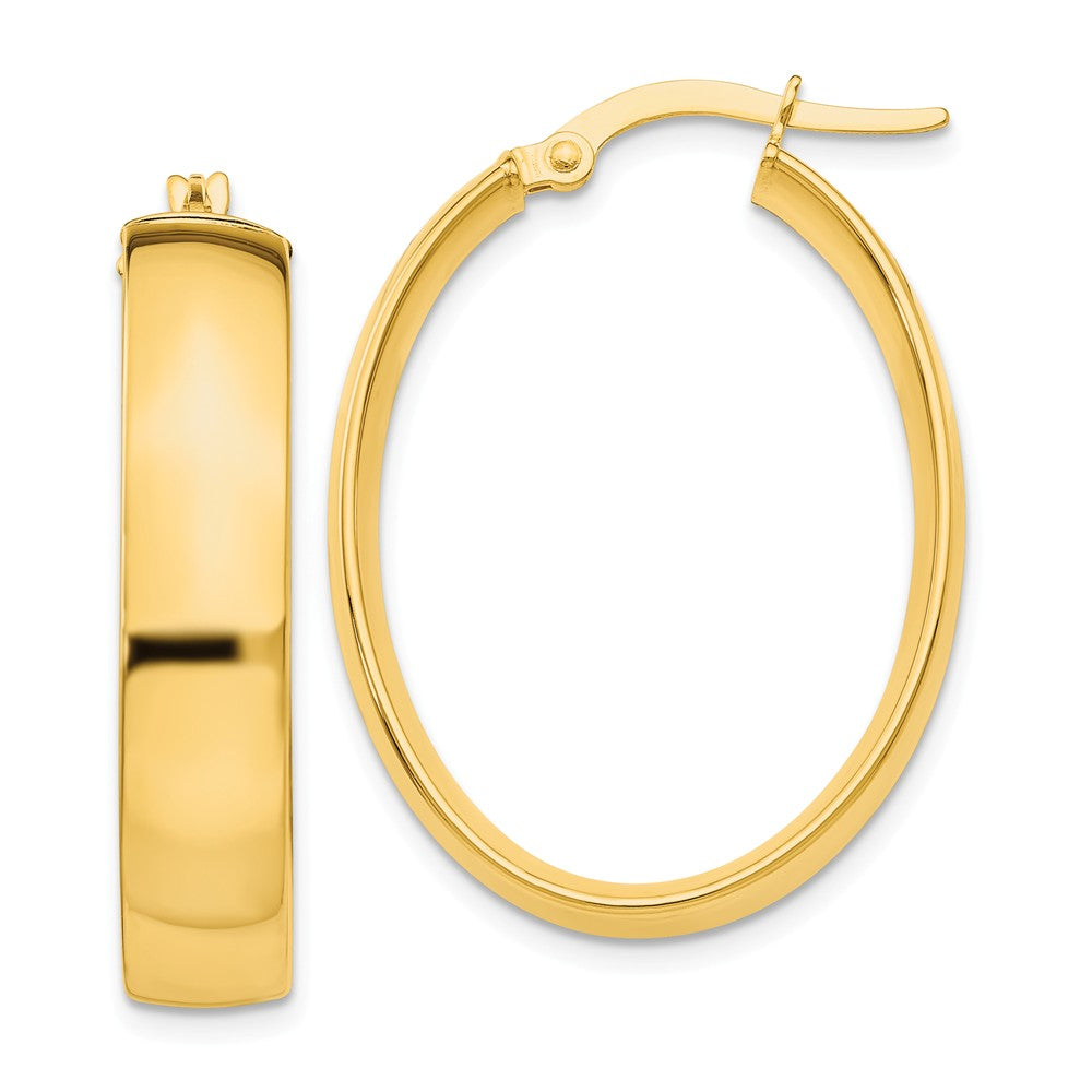 Million Charms 14k Yellow Gold 5.75mm Polished Oval Hoop Earrings, 18mm x 5.75mm