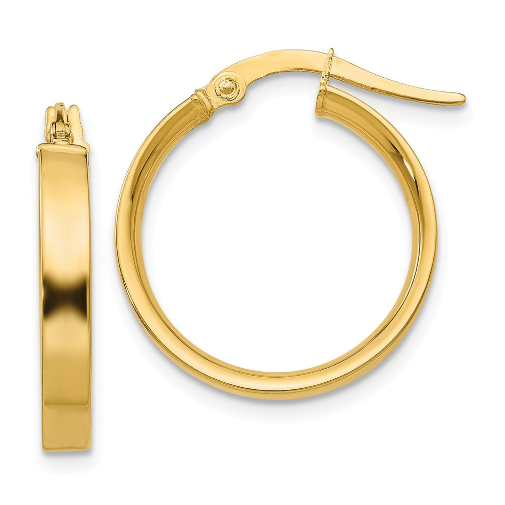 Million Charms 14k Yellow Gold 3mm Small Hoop Earrings, 16mm x 3mm