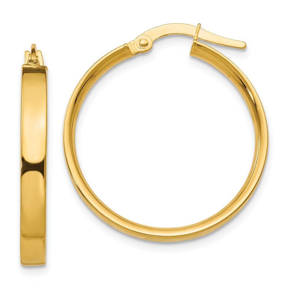 Million Charms 14k Yellow Gold 3mm Medium Hoop Earrings, 21mm x 3mm
