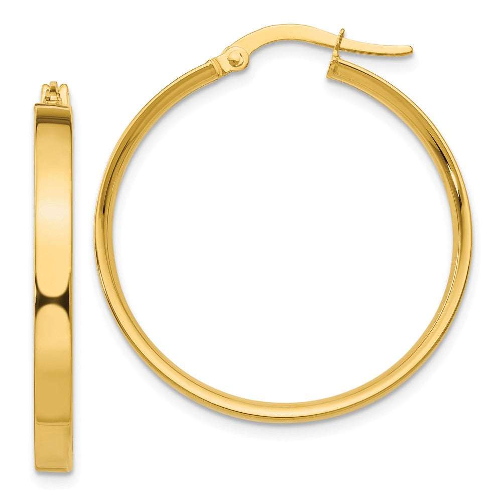 Million Charms 14k Yellow Gold 3mm Large Hoop Earrings, 27mm x 3mm
