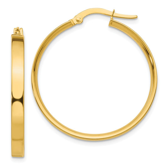 Million Charms 14k Yellow Gold 3mm Large Hoop Earrings, 27mm x 3mm