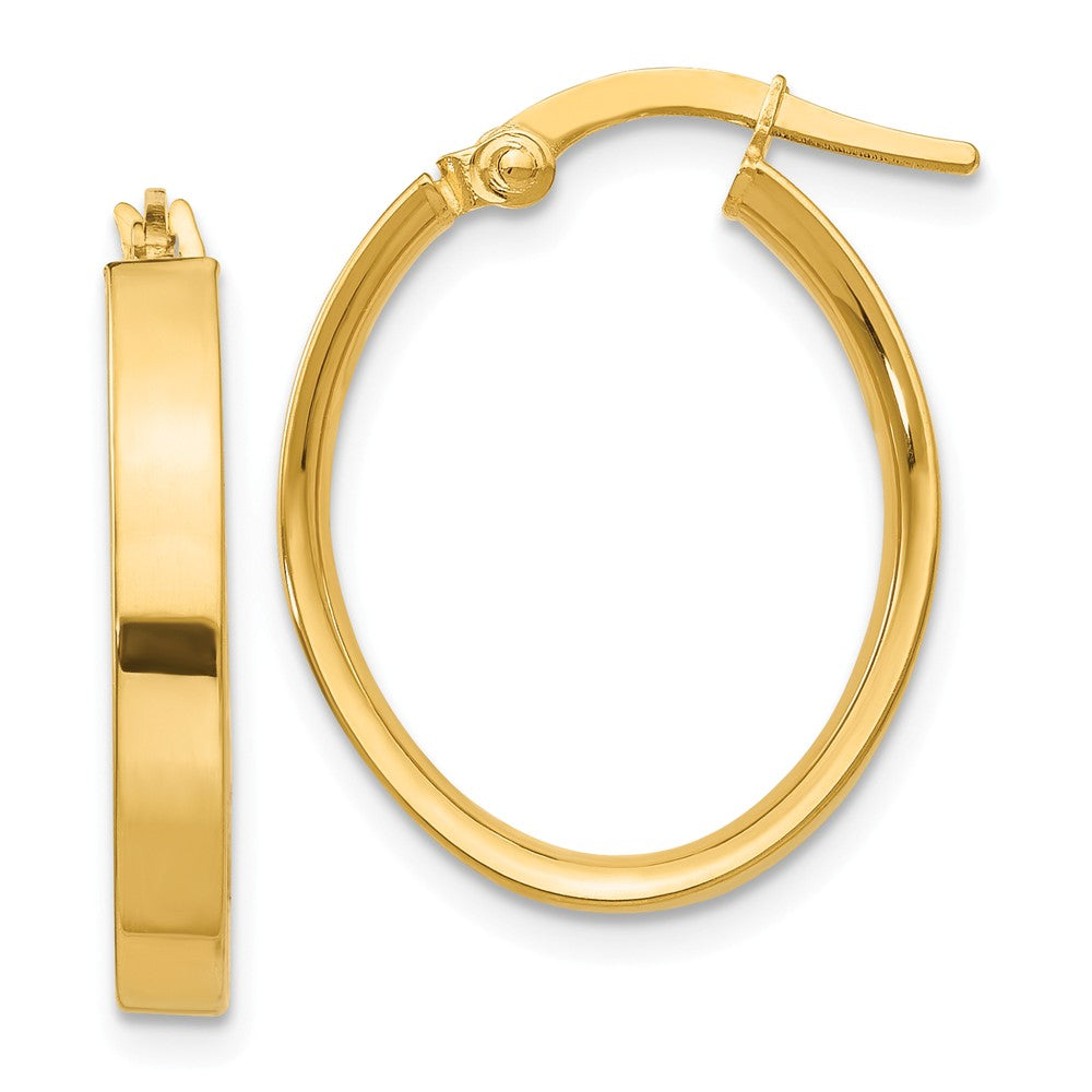 Million Charms 14k Yellow Gold Oval Hoop Earrings, 14mm x 3mm
