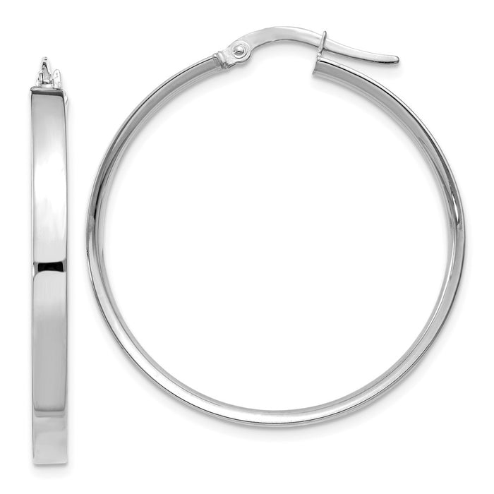 Million Charms 14K White Gold 3mm XL Hoop Earrings, 33mm x 3mm