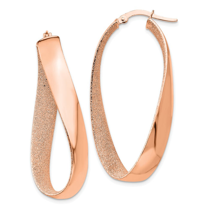 Million Charms 14K Rose Gold-PLATED Satin & Polished Twisted Hoop Earrings, 19mm x 6mm