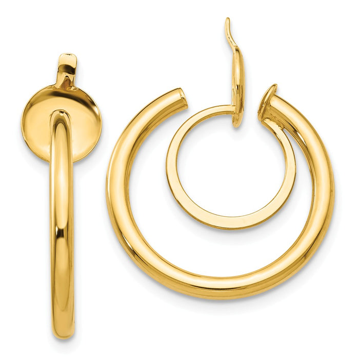 Million Charms 14k Yellow Gold Non-pierced Hoop Earrings, 18mm x 2mm