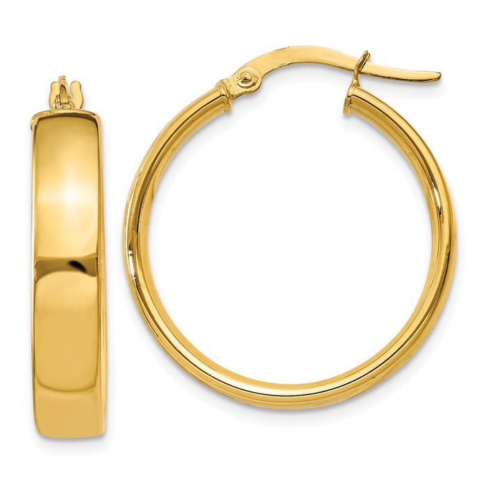 Million Charms 14k Yellow Gold 4.75mm Large Hoop Earrings, 21mm x 4.75mm