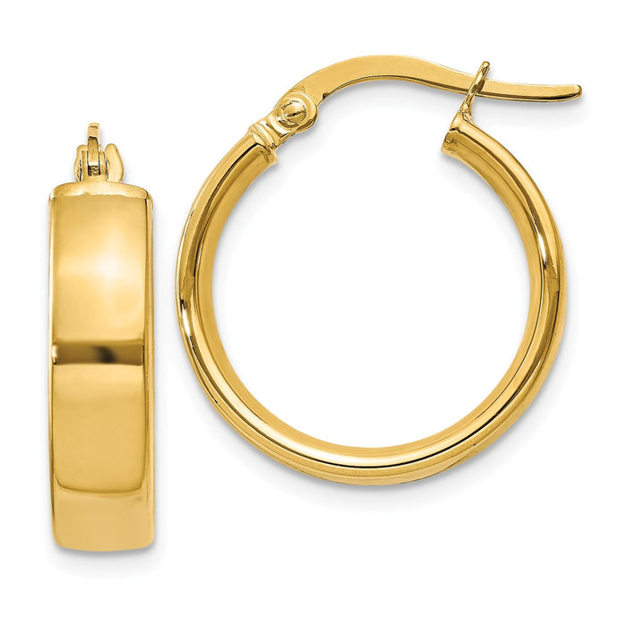 Million Charms 14k Yellow Gold 4.75mm Small Hoop Earrings, 16mm x 4.75mm