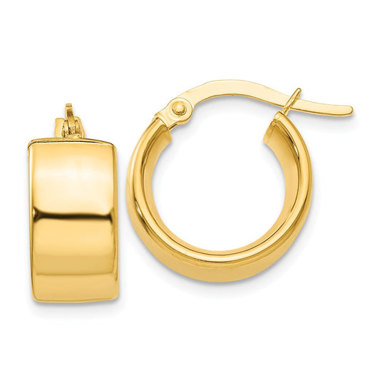 Million Charms 14k Yellow Gold 6.75mm Small Hoop Earrings, 11mm x 6.75mm