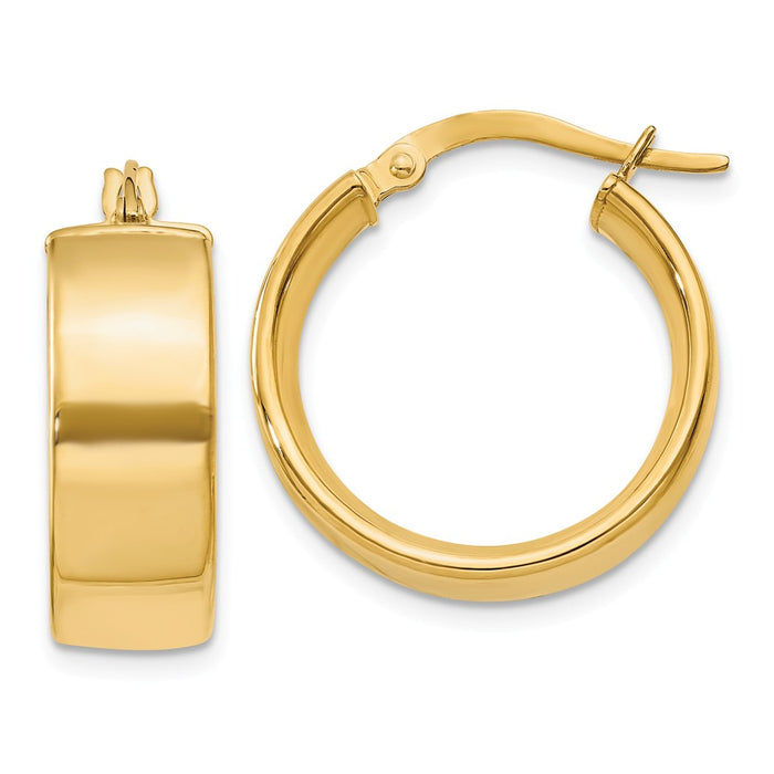 Million Charms 14k Yellow Gold 6.75mm Hoop Earrings, 16mm x 6.75mm