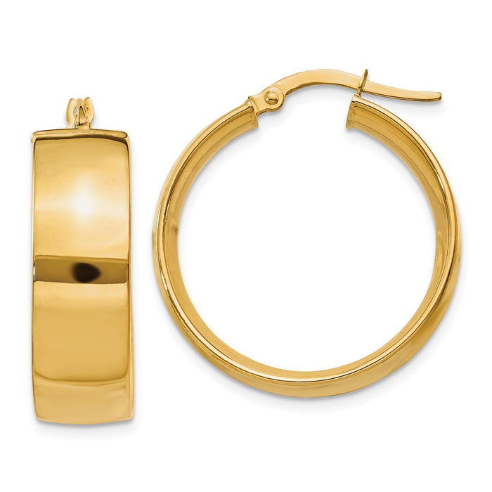 Million Charms 14k Yellow Gold 7.75mm Polished Large Hoop Earrings, 21mm x 6.75mm