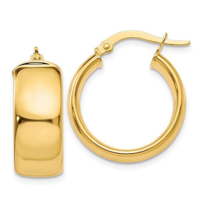 Million Charms 14k Yellow Gold 7.75mm Polished Medium Hoop Earrings, 16mm x 7.75mm