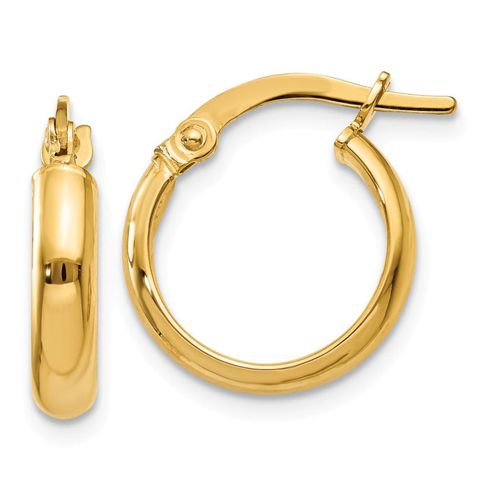 Million Charms 14k Yellow Gold 3.00mm Hoop Earrings, 10mm x 1mm