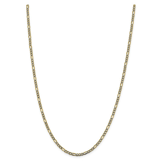 Million Charms 14k 3.2mm Semi-solid Pav‚ Figaro Chain, Chain Length: 24 inches