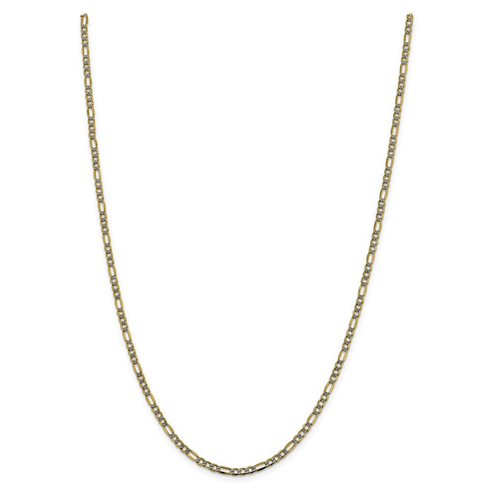 Million Charms 14k 3.2mm Semi-solid Pav‚ Figaro Chain, Chain Length: 24 inches