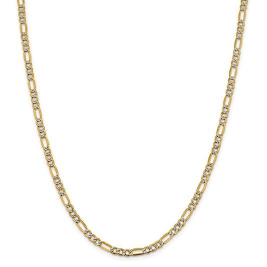 Million Charms 14k 3.9mm Semi-solid Pav‚ Figaro Chain, Chain Length: 16 inches