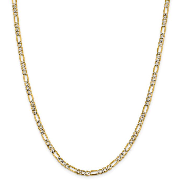 Million Charms 14k 3.9mm Semi-solid Pav‚ Figaro Chain, Chain Length: 20 inches