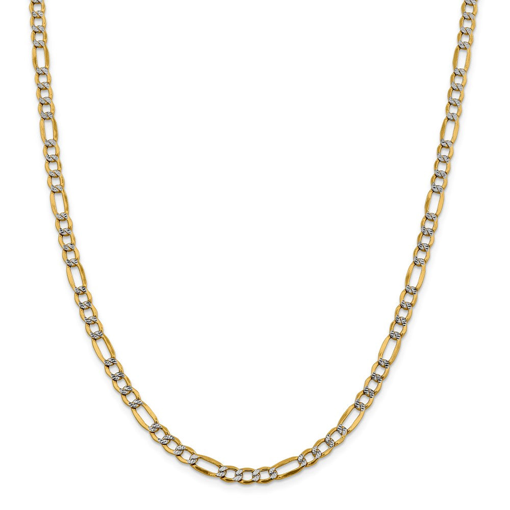 Million Charms 14k 5.25mm Semi-solid Pav‚ Figaro Chain, Chain Length: 18 inches