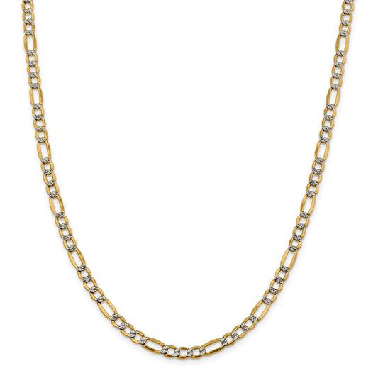 Million Charms 14k 5.25mm Semi-solid Pav‚ Figaro Chain, Chain Length: 18 inches