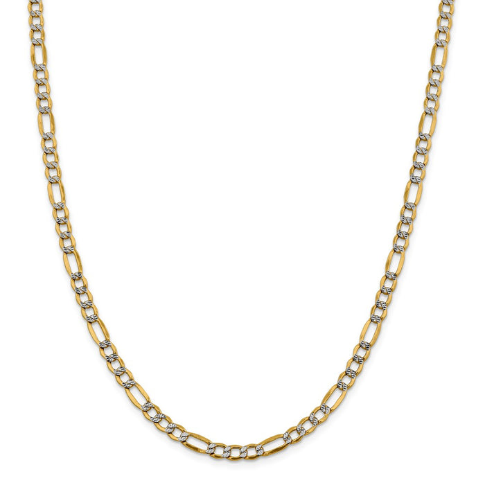 Million Charms 14k 5.25mm Semi-solid Pav‚ Figaro Chain, Chain Length: 24 inches