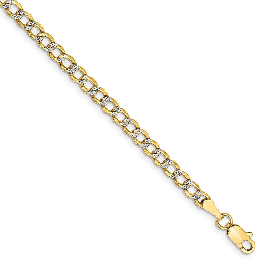 Million Charms 14k 3.4mm Semi-solid Pav‚ Curb Chain, Chain Length: 7 inches