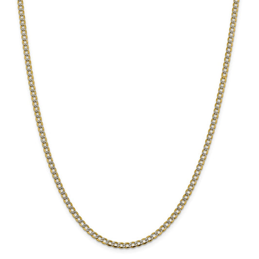 Million Charms 14k 3.4mm Semi-solid Pav‚ Curb Chain, Chain Length: 24 inches