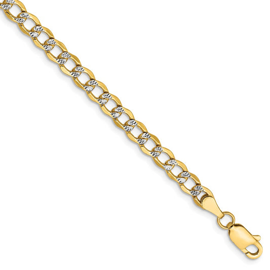 Million Charms 14k 4.3mm Semi-solid Pav‚ Curb Chain, Chain Length: 7 inches