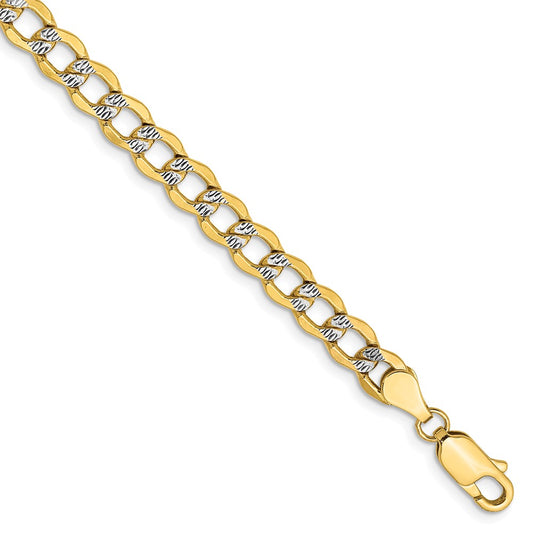 Million Charms 14k 5.2mm Semi-solid Pav‚ Curb Chain, Chain Length: 7 inches
