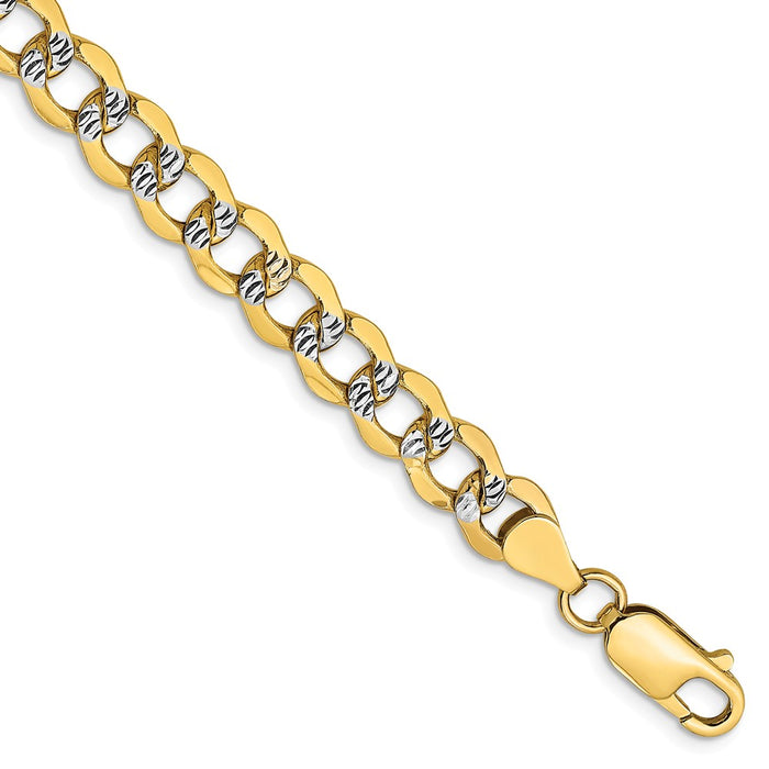 Million Charms 14k 6.75mm Semi-solid Pav‚ Curb Chain, Chain Length: 8 inches