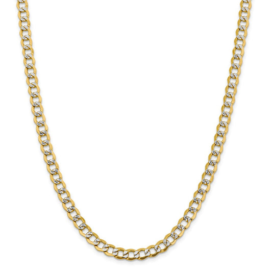 Million Charms 14k 6.75mm Semi-solid Pav‚ Curb Chain, Chain Length: 20 inches