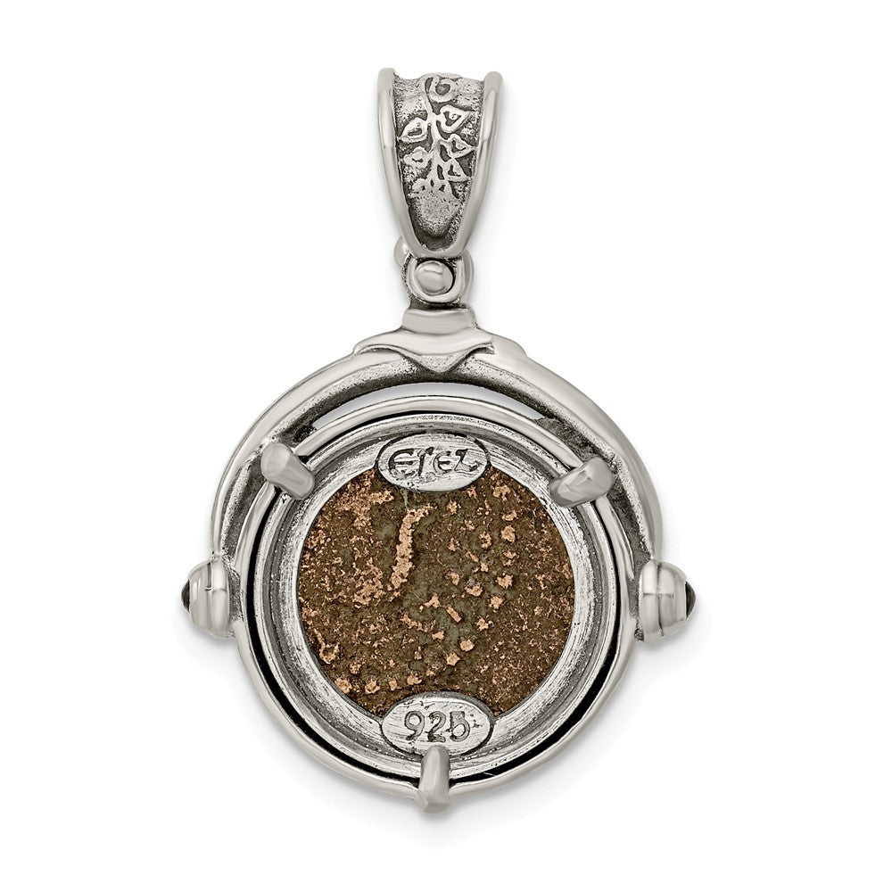 Million Charms 925 Sterling Silver & Bronze Antiqued Widows Mite Coin Pendant
