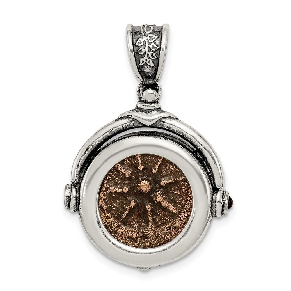 Million Charms 925 Sterling Silver & Bronze Antiqued Widows Mite Coin Pendant