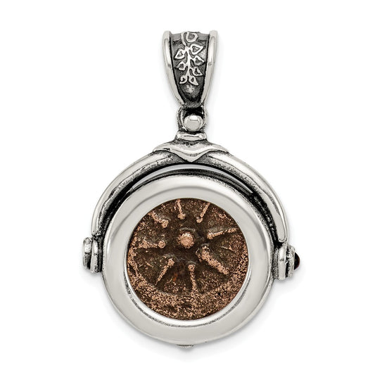 Million Charms 925 Sterling Silver & Bronze Antiqued Widows Mite Coin Pendant