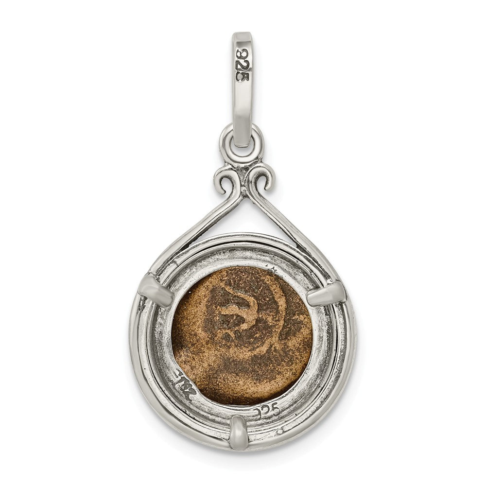 Million Charms 925 Sterling Silver & Bronze Antiqued Widows Mite Coin Pendant