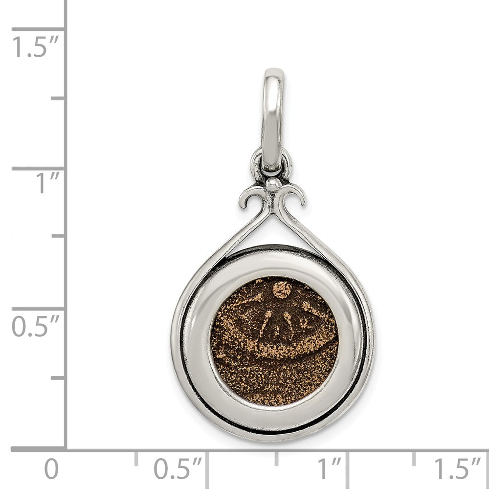Million Charms 925 Sterling Silver & Bronze Antiqued Widows Mite Coin Pendant