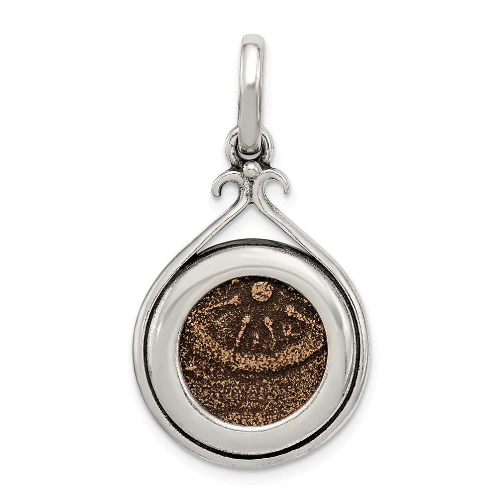 Million Charms 925 Sterling Silver & Bronze Antiqued Widows Mite Coin Pendant