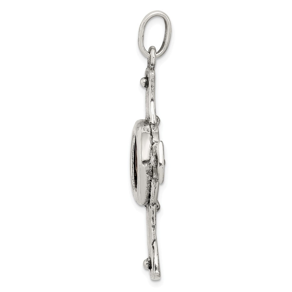 Million Charms 925 Sterling Silver & Bronze Antiqued Widows Mite Coin Relgious Cross Pendant