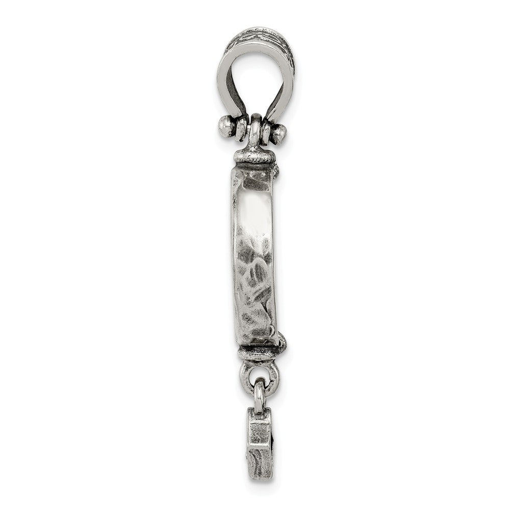 Million Charms 925 Sterling Silver Antiqued Widows Mite Coin (Cubic Zirconia) CZ Dangle Pendant