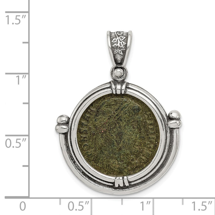 Million Charms 925 Sterling Silver Antiqued Constantine Coin Pendant