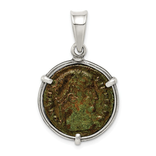 Million Charms 925 Sterling Silver Antiqued Roman Bronze Constantine I Coin Pendant